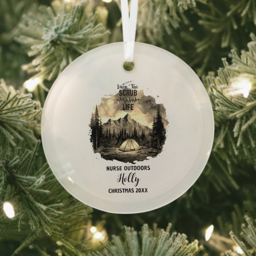 Christmas Decor Nurse Outdoors Camp Adventure Gift Glass Ornament