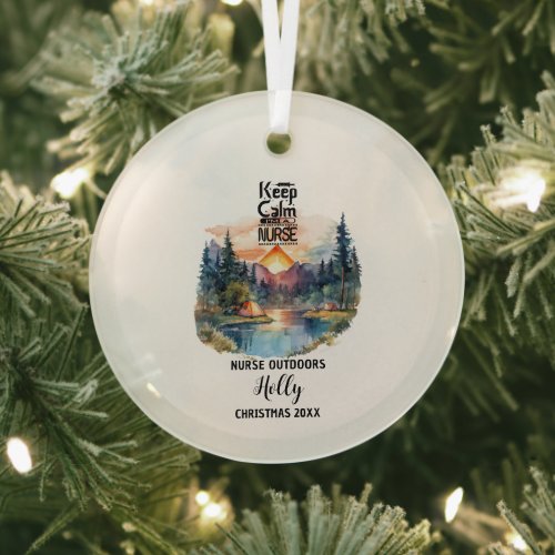 Christmas Decor Nurse Outdoors Camp Adventure Gift Glass Ornament