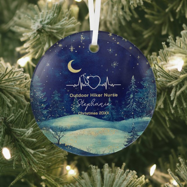 Christmas Decor Outdoor Adventure Nurse Life Gift  Glass Ornament (Insitu)