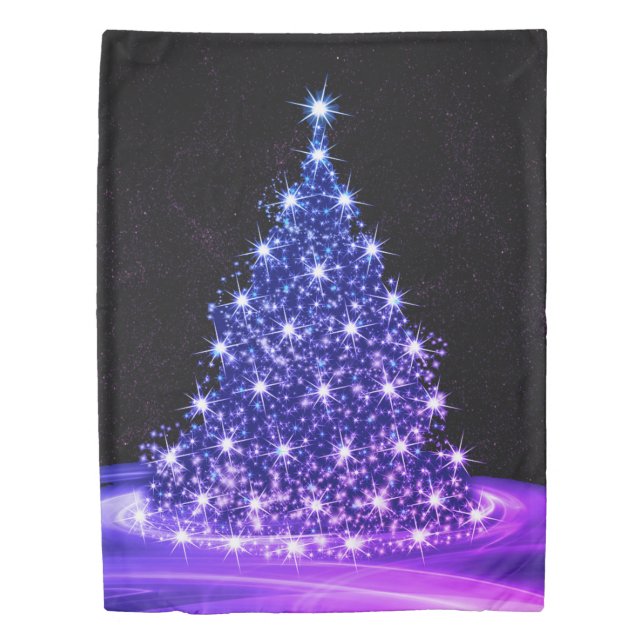 Christmas Decor Pink Blue Tree Winter Black Rustic Duvet Cover (Front)