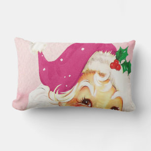 Christmas Decor Santa Pink  Lumbar Pillow