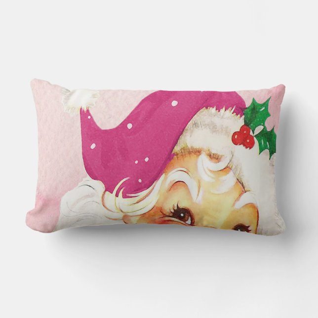 Christmas Decor Santa Pink  Lumbar Pillow (Front)