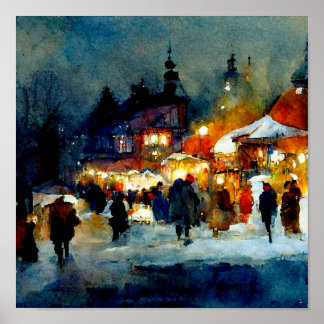 Christmas Decor Watercolor Art Winter Holiday Gift