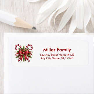 Christmas Decorated Candy Cane Merry Christmas Label