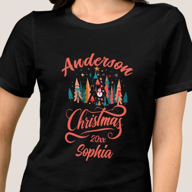 Christmas decorated family name editable Tri-Blend shirt (Creator Uploaded)