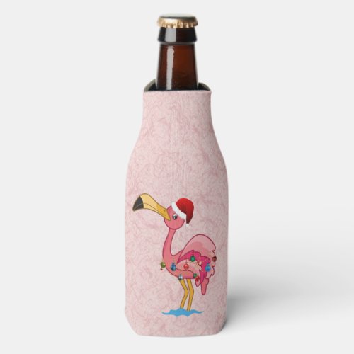 Christmas Decorated Flamingo Bottle Cooler