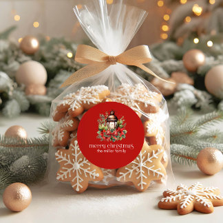 Christmas Decorated Lantern Merry Christmas Classic Round Sticker