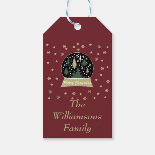 Christmas decorated snowglobe Personalized Gift Tags