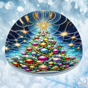 Christmas Decorated Tree Gift Glass Paperweight