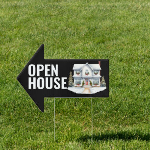 CHRISTMAS DECORATED WHITE HOUSE OPEN HOUSE Arrow Sign
