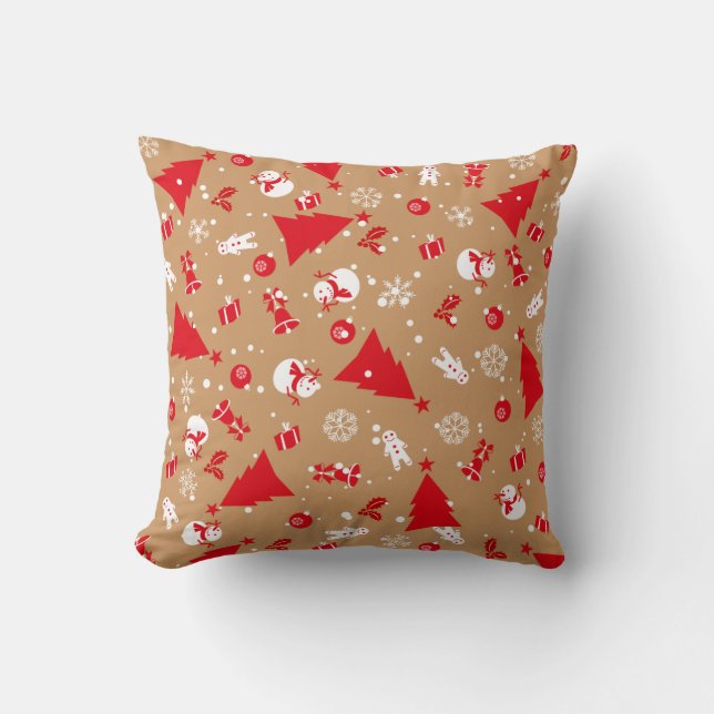 Christmas decoration and ornaments pattern throw pillow (Front)