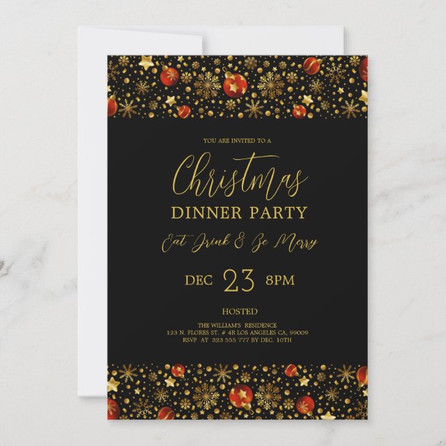 Christmas decoration border -Dinner Invite (Front)