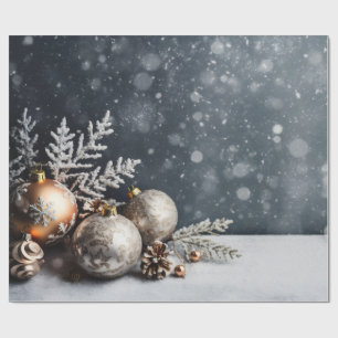Christmas Decoration Gray Holiday Wrapping Paper
