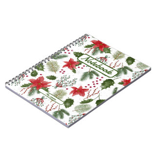 Christmas decoration Greenery plants Watercolor s Notebook