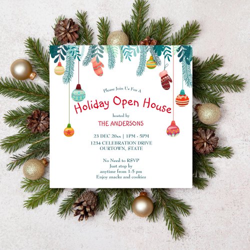 Christmas decoration holiday open house invitation