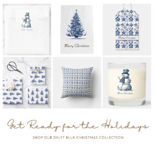 Christmas decoration in Delft Blue customizable Cloth Napkin