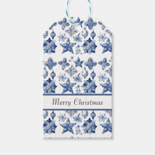 Christmas decoration in Delft Blue customizable Gift Tags