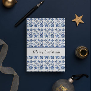 Christmas decoration in Delft Blue customizable Invitation