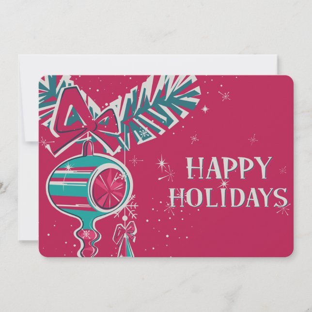 Christmas  Decoration in Mid Century Modern Holiday Card (Front)