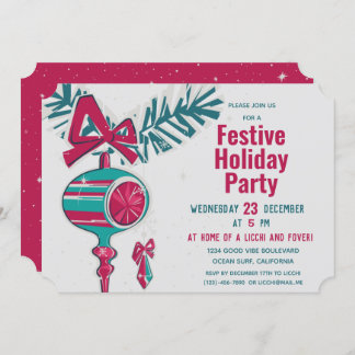Christmas Decoration in Mid Century Modern Invitation