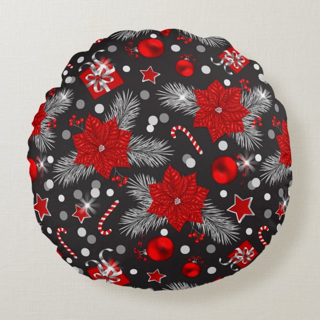 Christmas decoration pattern design round pillow (Front)