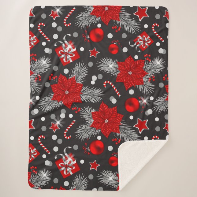 Christmas decoration pattern design sherpa blanket (Front)