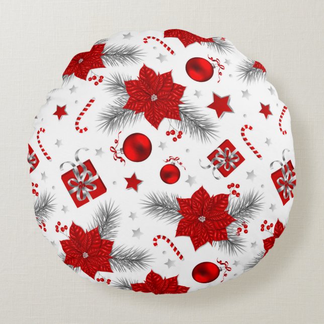 Christmas decoration pattern round pillow (Front)