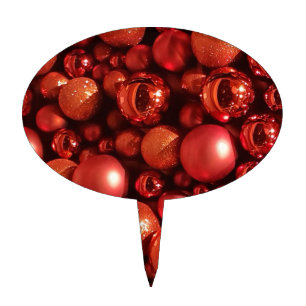 Christmas Decoration Red Baubles Cake Topper