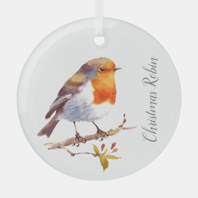 Christmas Decoration - Robin Watercolours (Front)