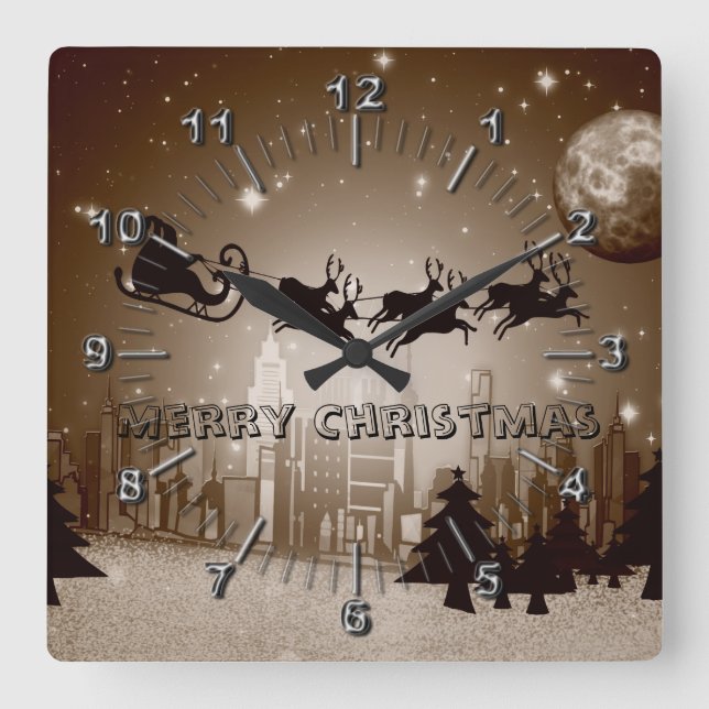 Christmas decoration square wall clock (Front)