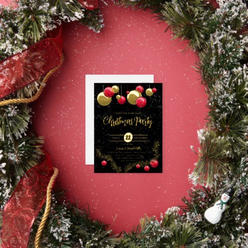 Christmas decorations and snow foil holiday postcard