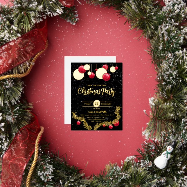 Christmas decorations and snow foil holiday postcard (Insitu)