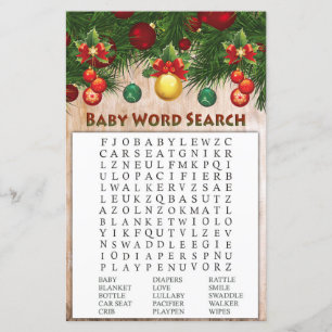 christmas decorations Baby Shower Word Search Game