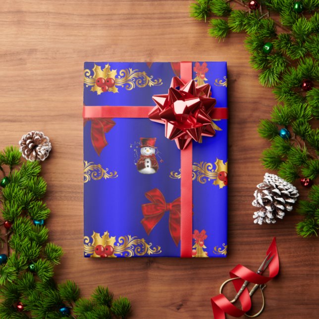 Christmas Decorations Blue Wrapping Paper (Creator Uploaded)