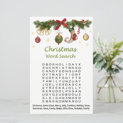 Christmas decorations christmas word search game