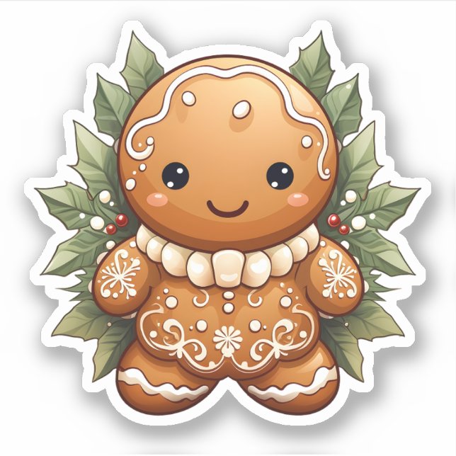 Christmas Decorations Gingerbread Baked With Love Sticker (Front)
