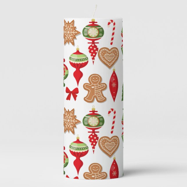 Christmas Decorations Gingerbread Cookies Candy Pillar Candle (Front)