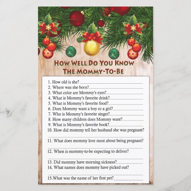 christmas decorations how well do you know game (Front)