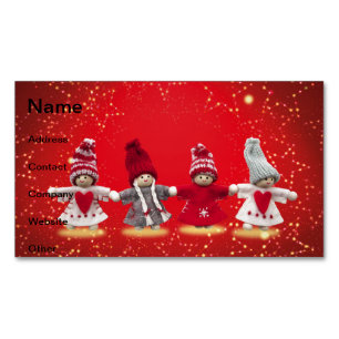 Christmas decorations on a red background magnetic business card