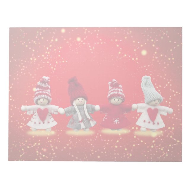 Christmas decorations on a red background notepad (Front)