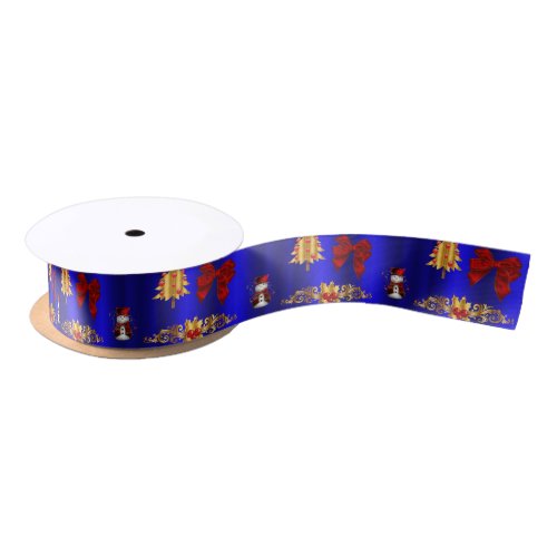 Christmas Decorations on Blue Satin Ribbon