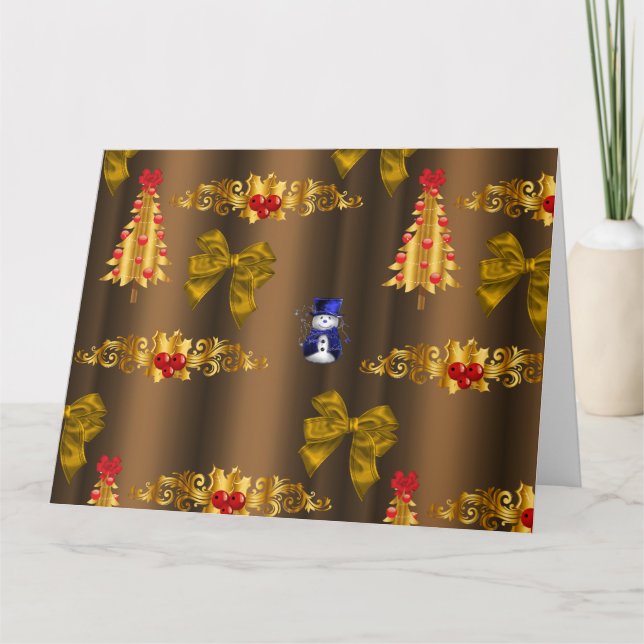 Christmas Decorations on Bronze Christmas Card (Front)