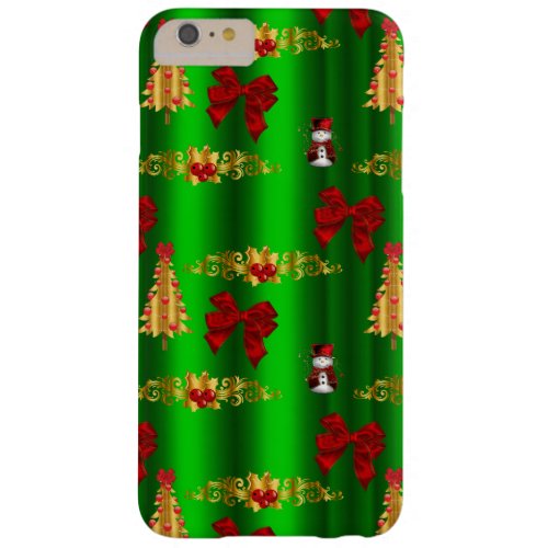 Christmas Decorations on Green Barely There iPhone 6 Plus Case