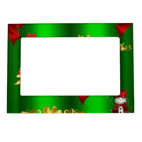 Christmas Decorations On Green Magnetic Frame