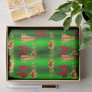 Christmas Decorations on Green Tissue Paper