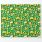 Christmas Decorations on Green Wrapping Paper (Flat)