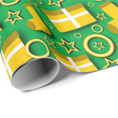 Christmas Decorations on Green Wrapping Paper (Roll Corner)