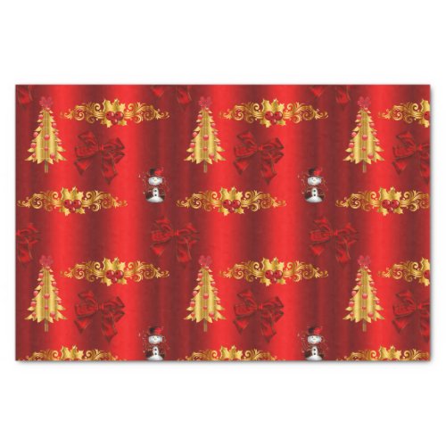 Christmas Decorations on Red Tissue Paper