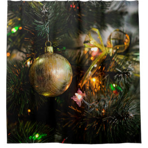 Christmas decorations on the Christmas tree Shower Curtain