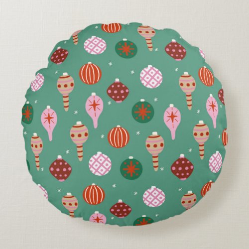 Christmas decorations pattern _ green round pillow